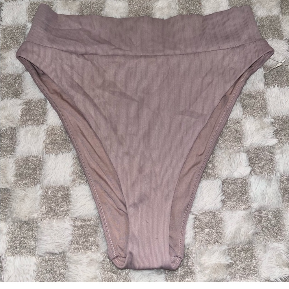 aerie Ribbed High-Waist Bikini Bottom - Mauve